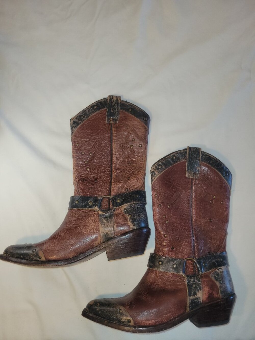 Bed|Stü Cisalpine Harness Boots Cobbler Series Distressed Leather Women's 7.5 - Picture 2 of 15